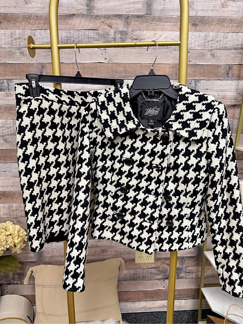 White House Black Market Houndstooth Suit w/ Mini Skirt